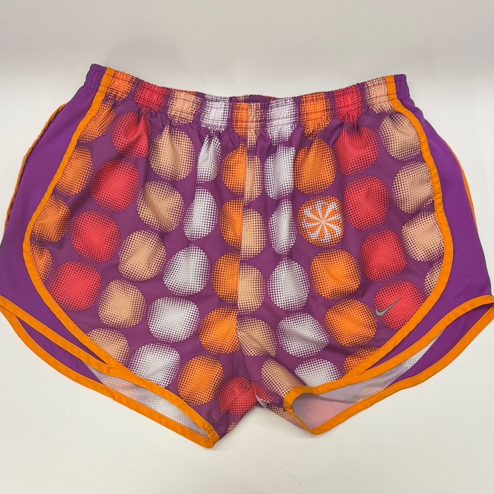 Nike Purple and Orange Athletic Shorts Vibrant Design - Size M